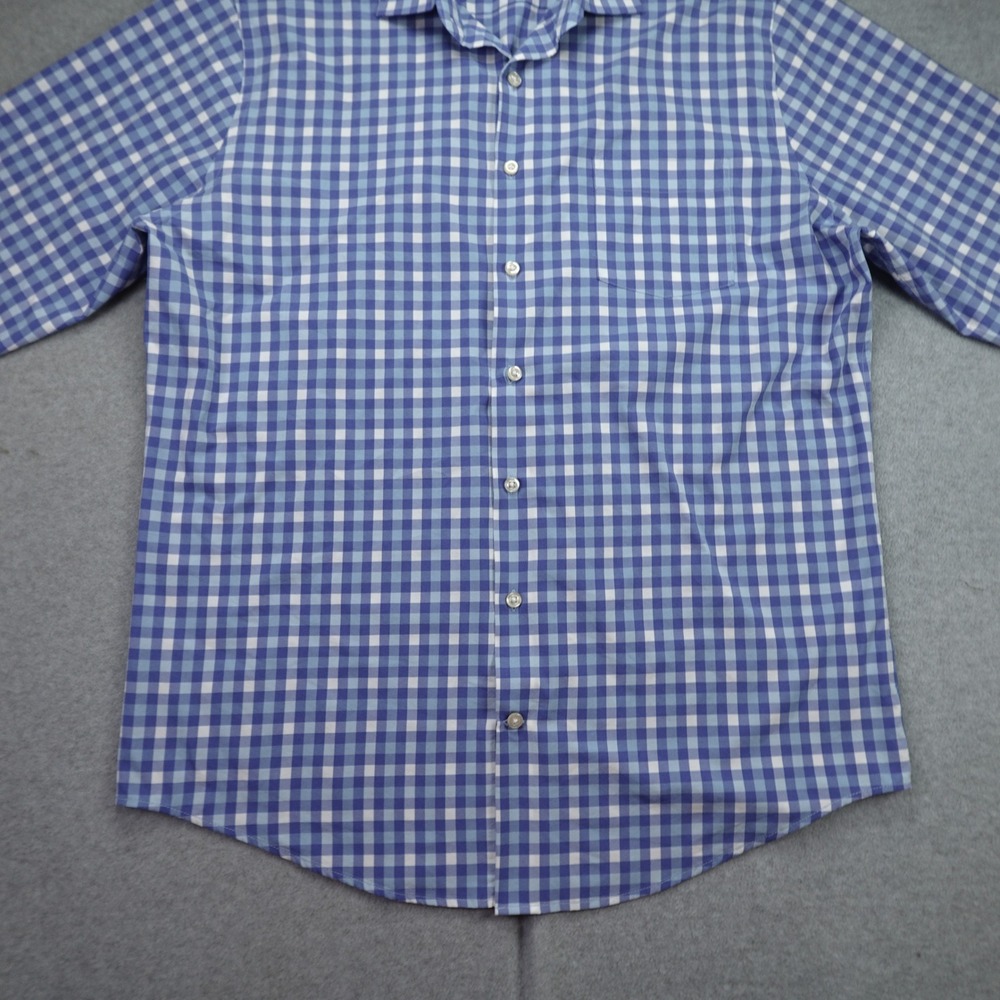 Peter Millar Shirt Mens Large Blue Gingham Summer Comfort Button Front Preppy - Picture 5 of 15